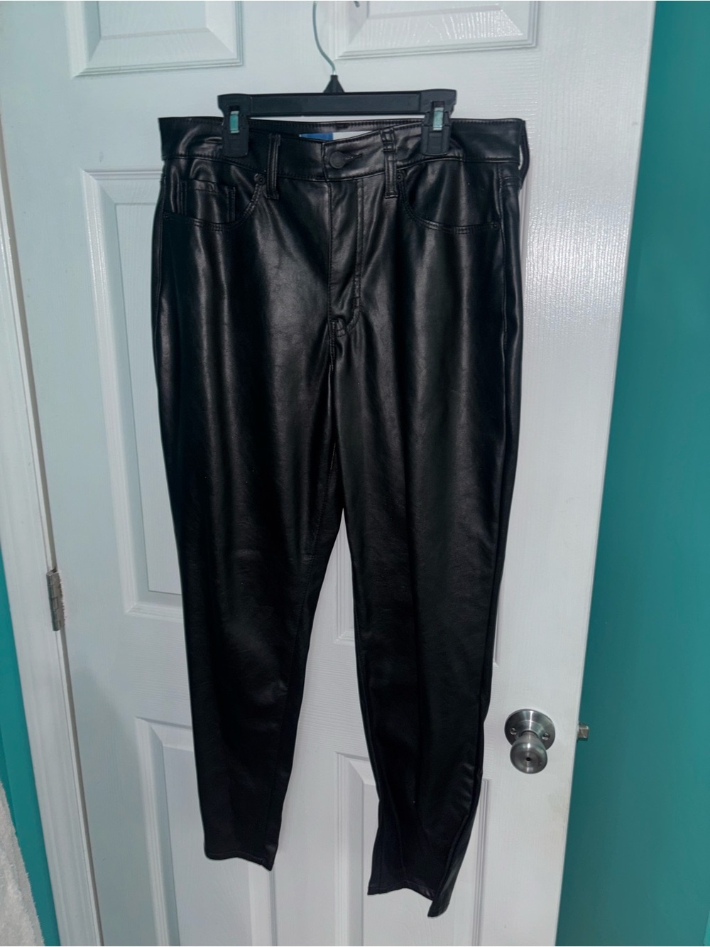 Old Navy High-Rise O.G. Straight Faux Leather Pants Black Size 8